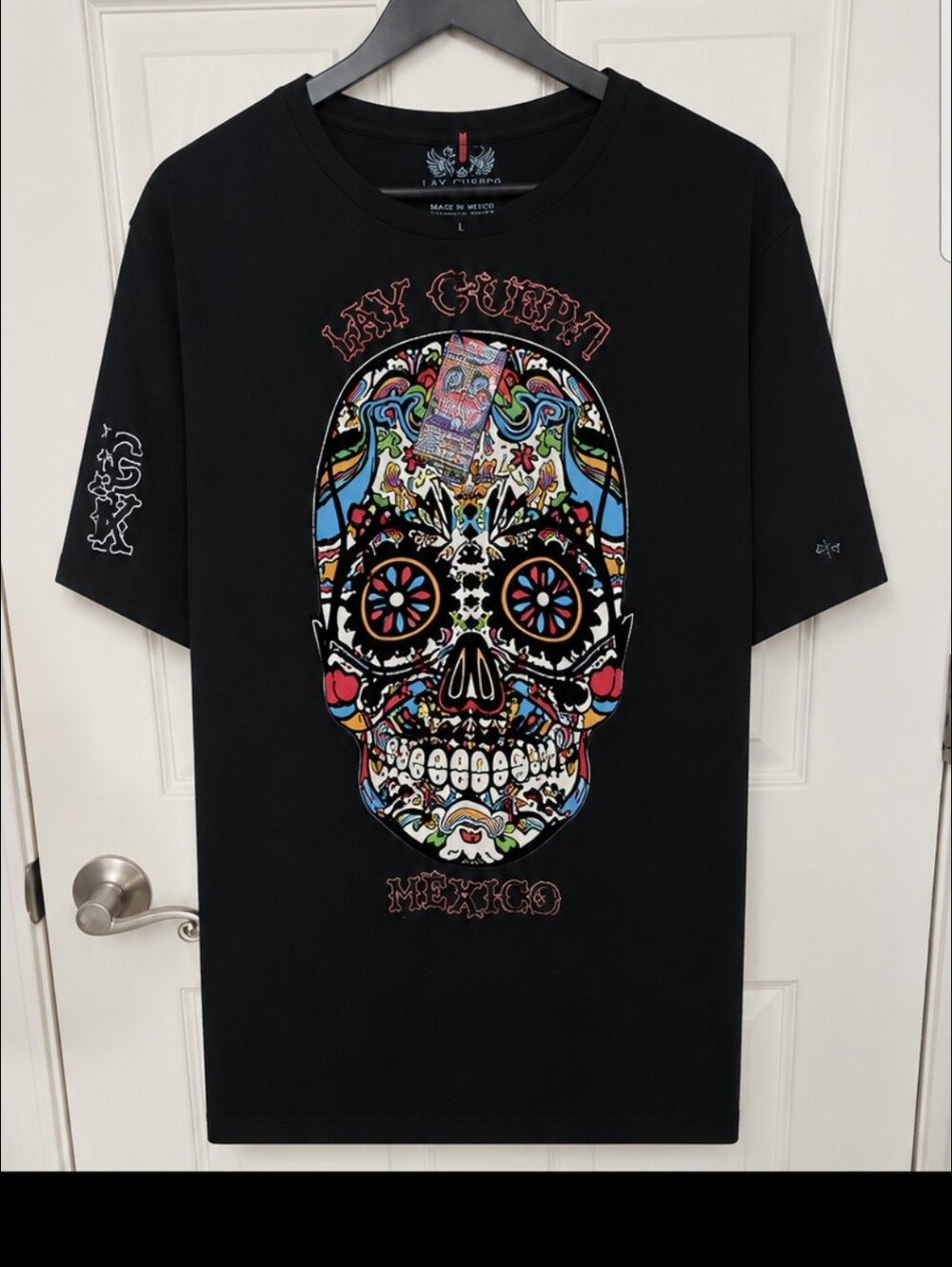 NWT Ay GÜey Mexico Day of the Dead Sugar Skull Graphic Tee Shirt Black Size 3X